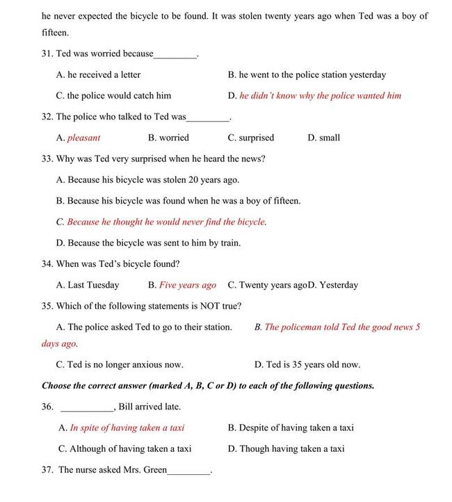 Đáp án đề thi thử môn Anh vào lớp 10 trường THPT Chuyên Trần Hưng Đạo - Bình Thuận trang 4