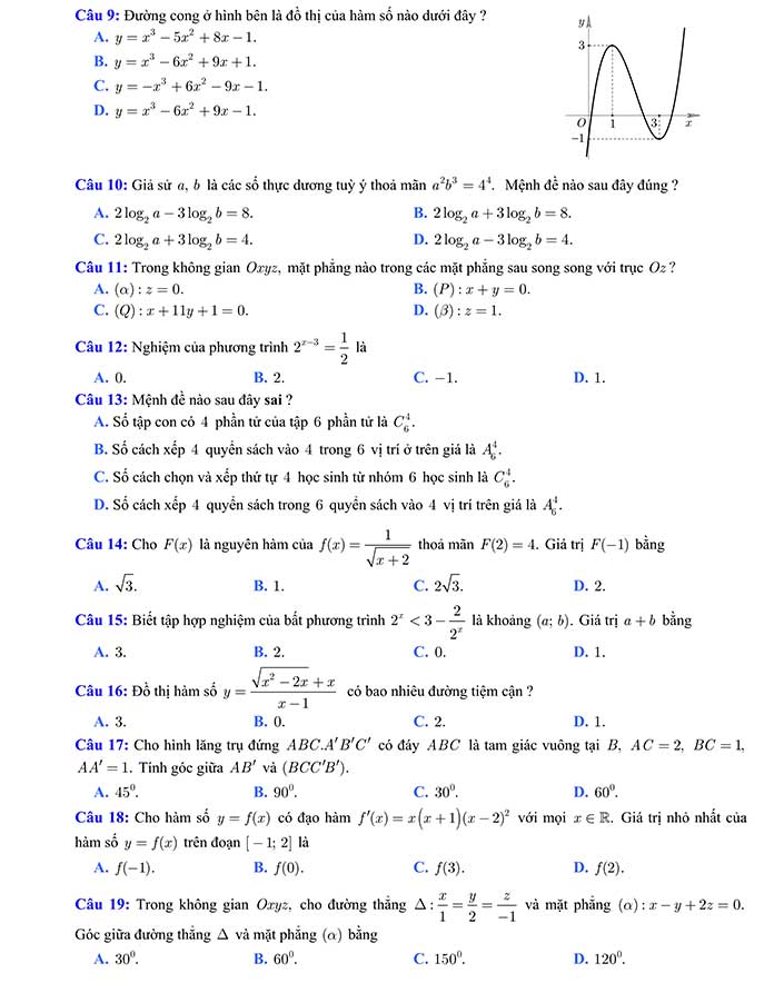 Đề thi thử môn toán 2019 THPT Chuyên ĐH Vinh lần 2 (Mã đề 132) trang 2