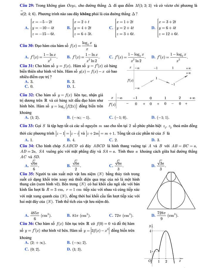 Đề thi thử môn toán 2019 THPT Chuyên ĐH Vinh lần 2 (Mã đề 132) trang 4