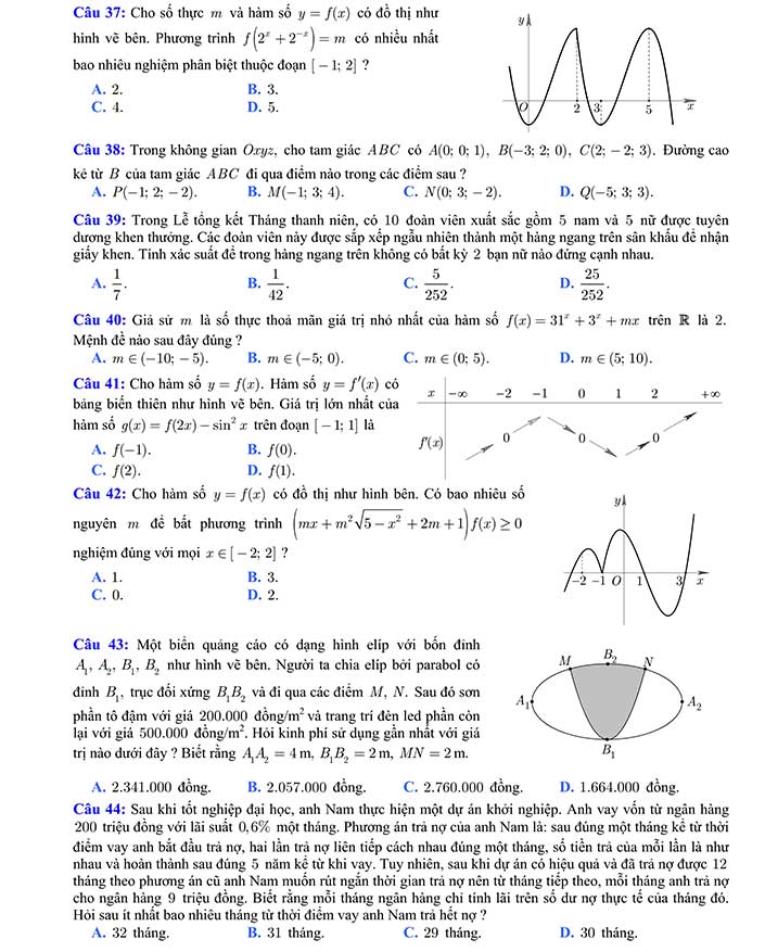 Đề thi thử môn toán 2019 THPT Chuyên ĐH Vinh lần 2 (Mã đề 132) trang 5