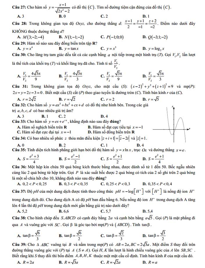 Đề thi thử môn toán 2019 THPT Chuyên Ngoại Ngữ – Hà Nội trang 3