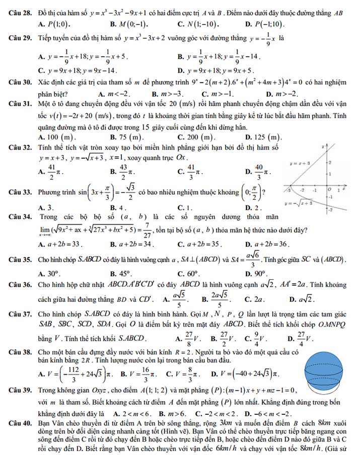 Đề thi thử thpt quốc gia 2019 môn toán trường Hà Huy Tập – Hà Tĩnh lần 2 (mã 001) trang 3