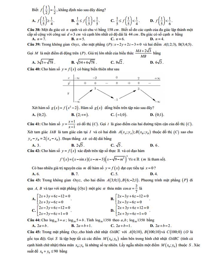 Đề thi thử môn toán 2019 THPT chuyên Trần Phú – Hải Phòng lần 2 (Mã đề 209) trang 5