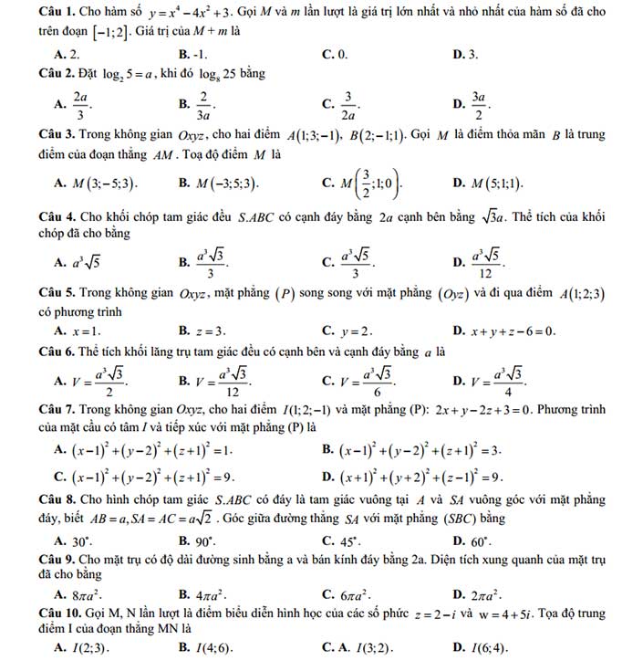 Đề thi thử môn toán 2019 THPT Thanh Chương 1 – Nghệ An ( Mã đề 132 - Lần 2 ) - Trang 1