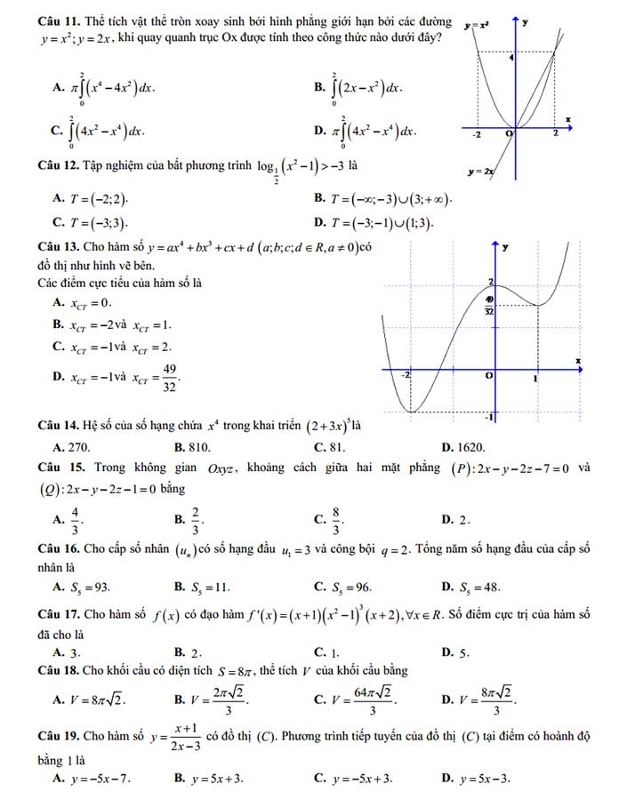 Đề thi thử môn toán 2019 THPT Thanh Chương 1 – Nghệ An ( Mã đề 132 - Lần 2 ) - Trang 2