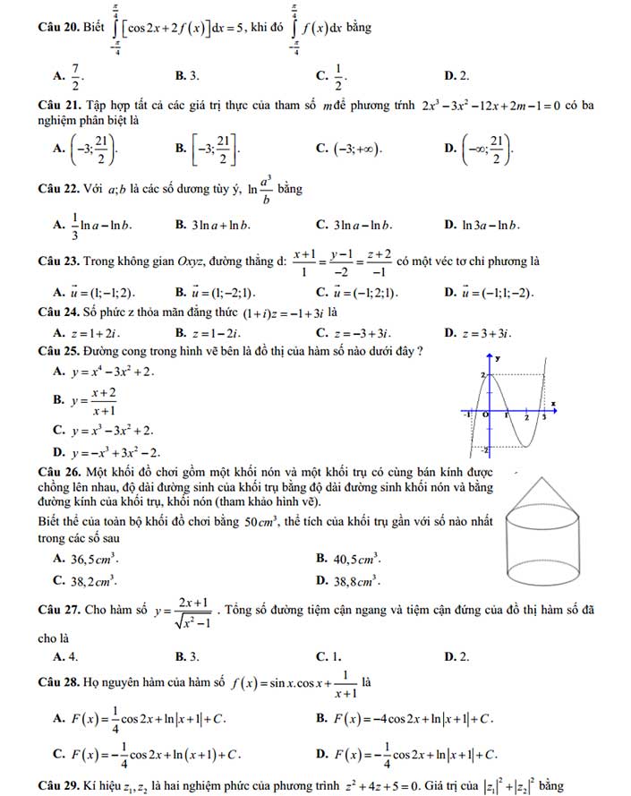 Đề thi thử môn toán 2019 THPT Thanh Chương 1 – Nghệ An ( Mã đề 132 - Lần 2 ) - Trang 3