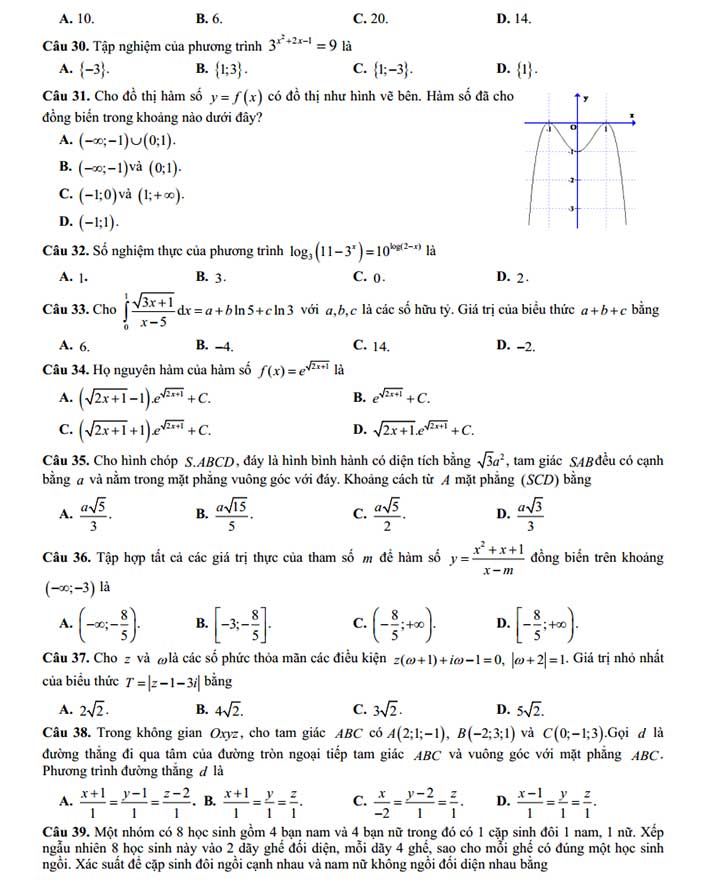 Đề thi thử môn toán 2019 THPT Thanh Chương 1 – Nghệ An ( Mã đề 132 - Lần 2 ) - Trang 4