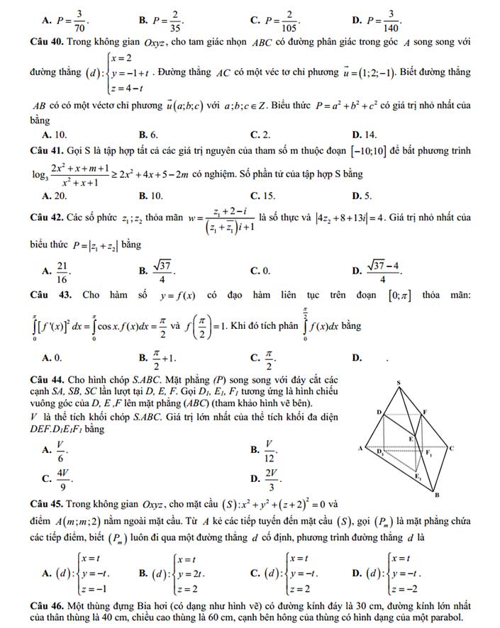 Đề thi thử môn toán 2019 THPT Thanh Chương 1 – Nghệ An ( Mã đề 132 - Lần 2 ) - Trang 5