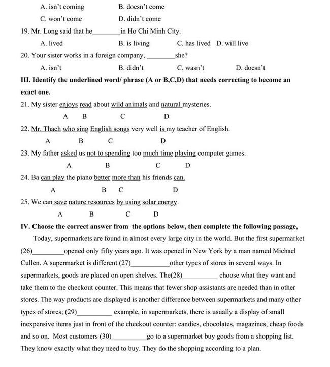 Đề thi thử môn Anh vào lớp 10 trường THPT Chuyên Hùng Vương - Gia Lai trang 2