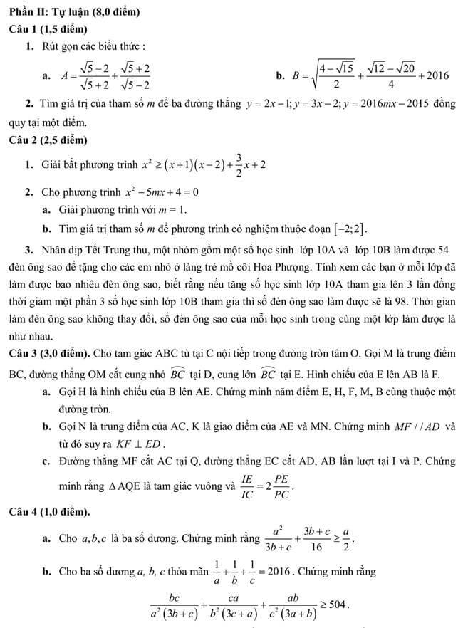 Đề thi thử toán vào 10 THPT Quảng Xương 1 - Thanh Hóa trang 2