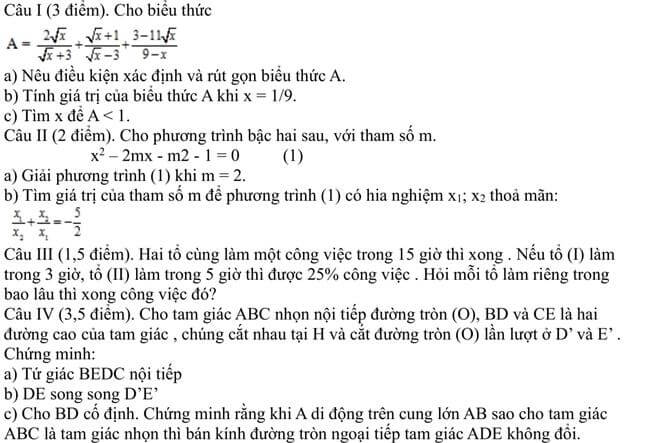 Đề thi thử toán vào 10 THPT Lý Thường Kiệt - Tây Ninh