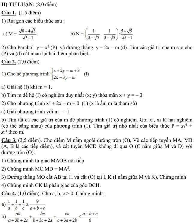 Đề thi thử toán vào 10 THPT Trần Đại Nghĩa - Tây Ninh trang 2