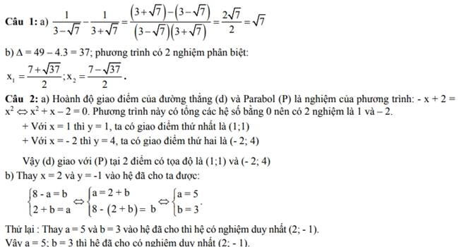 Đáp án Đề thi thử toán vào 10 THPT Vĩnh Hải - Sóc Trăng trang 1