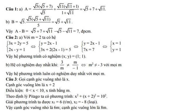 Đáp án Đề thi thử toán vào 10 THPT Bình Sơn - Quảng Ngãi trang 1