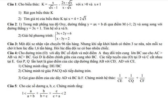 Đề thi thử toán vào 10 THPT Trần Quốc Tuấn - Quảng Ngãi