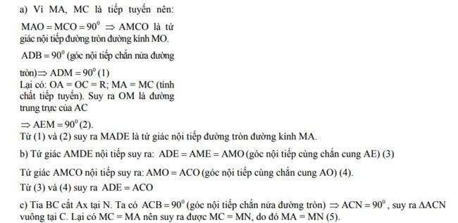 Đáp án Đề thi thử toán vào 10 THPT Vĩnh Linh - Quảng Trị trang 2