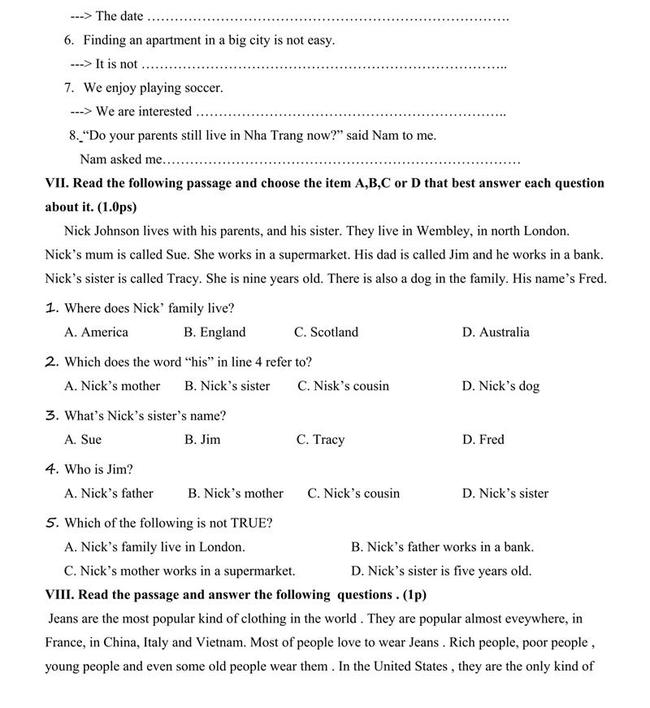 Đề thi thử vào lớp 10 môn Anh trường THPT Đức Trí - Kiên Giang trang 3