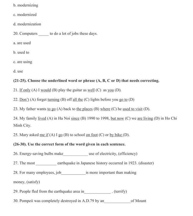 Đề thi thử vào lớp 10 môn Anh trường THPT Chuyên Hùng Vương - Phú Thọ trang 5