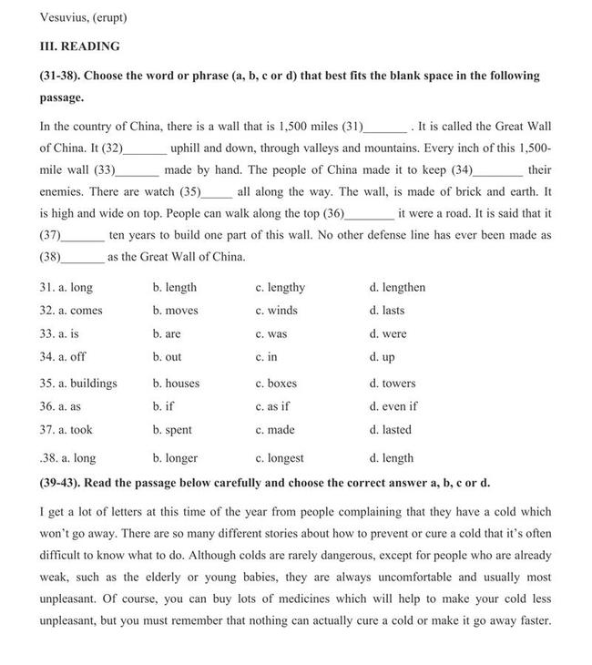 Đề thi thử vào lớp 10 môn Anh trường THPT Chuyên Hùng Vương - Phú Thọ trang 6