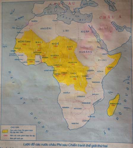 Lược đồ các nước châu Phi sau chiến tranh thế giới thứ 2