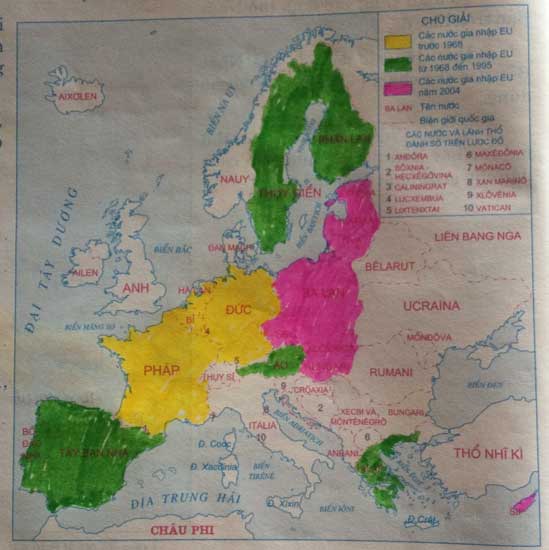 Lược đồ các nước trong Liên minh châu Âu năm 2004