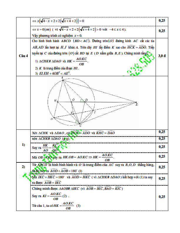 Đáp án đề thi tuyển sinh vào 10 Toán chung (đề 1) Chuyên Lê Hồng Phong 3