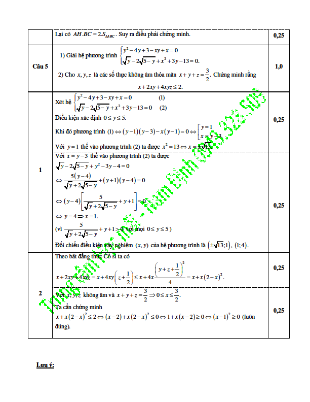 Đáp án đề thi vào 10 môn Toán đề 2 Chuyên Lê Hồng Phong 4