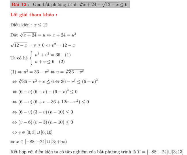 30 bài toán giải bất phương trình bài 12