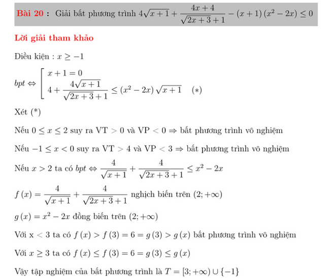 30 bài toán giải bất phương trình bài 20