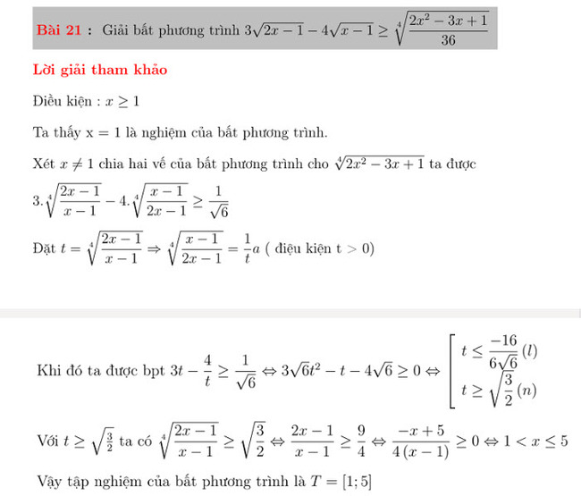 30 bài toán giải bất phương trình bài 21