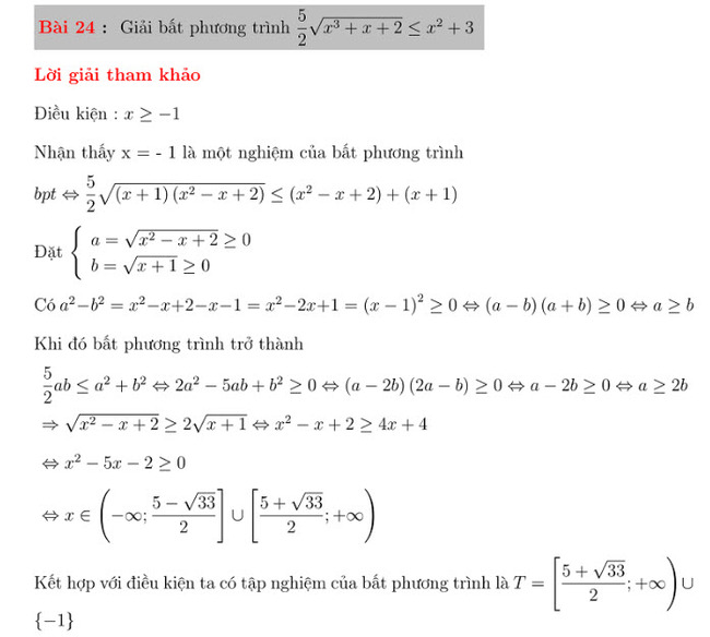 30 bài toán giải bất phương trình bài 24