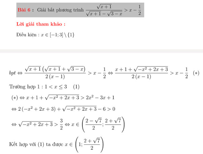 30 bài toán giải bất phương trình bài 6 phần 1