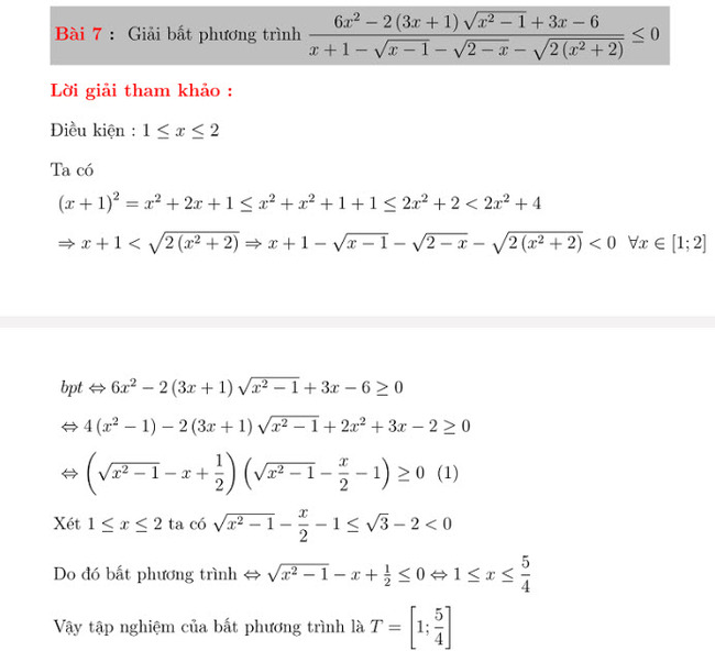 30 bài toán giải bất phương trình bài 7