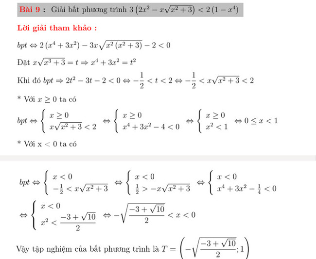 30 bài toán giải bất phương trình bài 9
