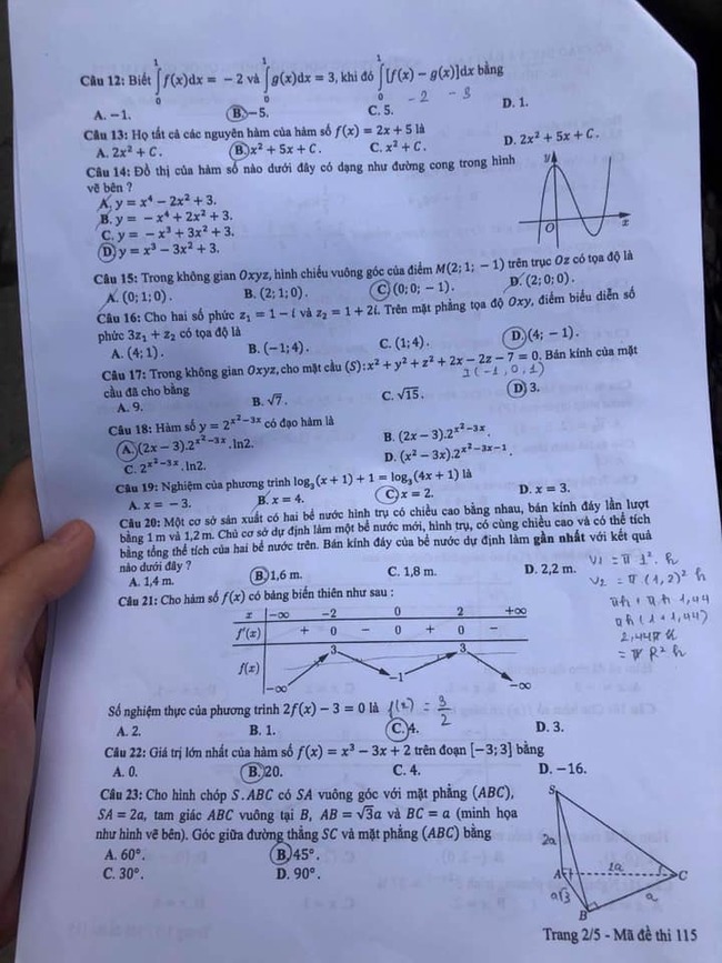 đề thi THPT quốc gia 2019 môn Toán mã đề 115 trang 2