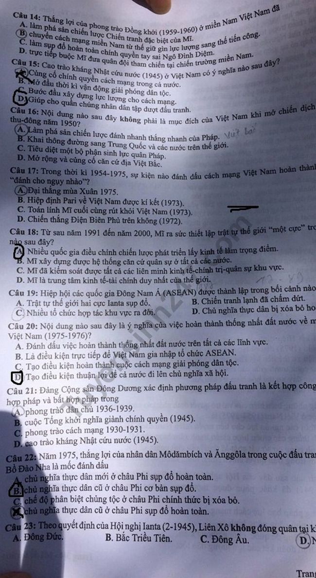 trang 2 đề thi môn Lịch sử THPTQG 2019 mã 304