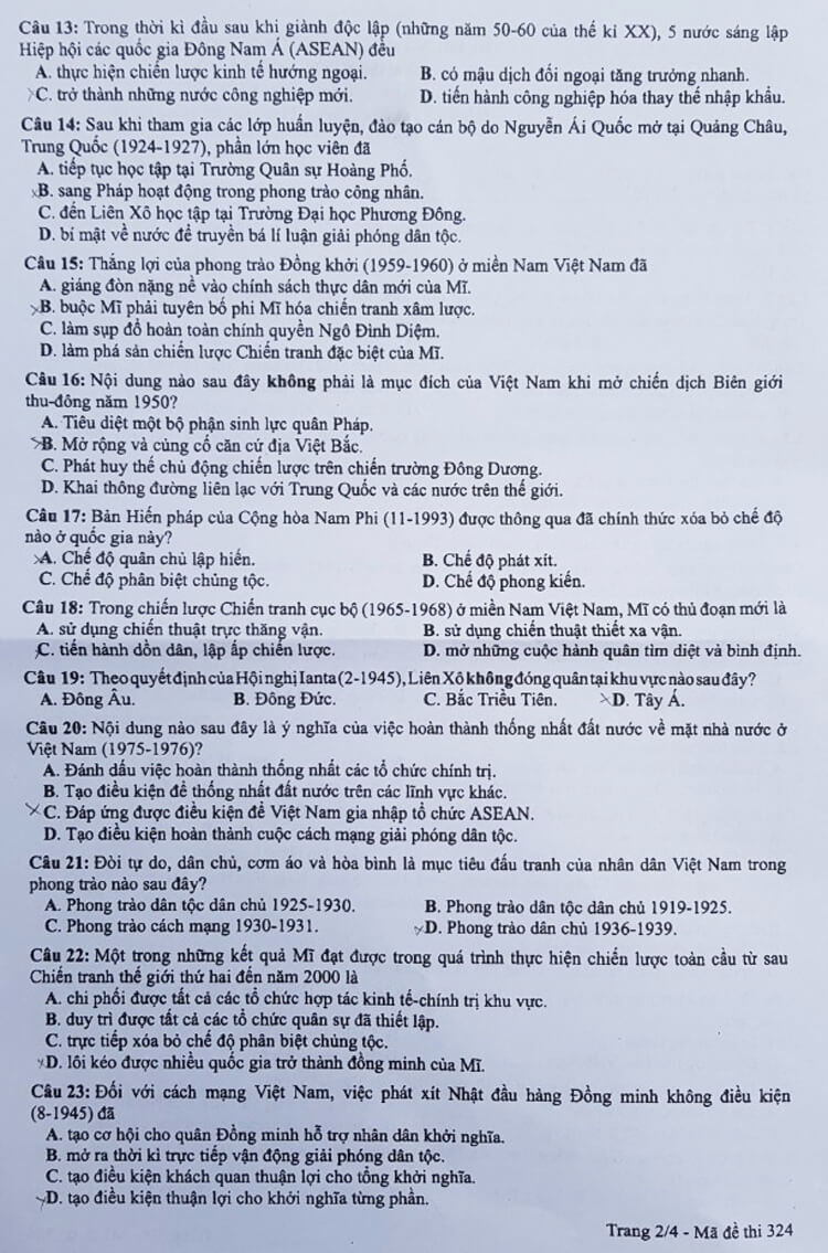Đề thi môn Lịch sử THPTQG 2019 mã đề 324 trang 2