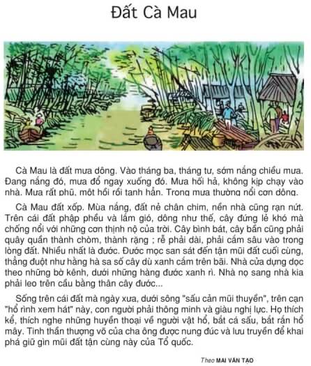 Tập đọc Đất Cà Mau trang 89-90 SGK Tiếng Việt 5