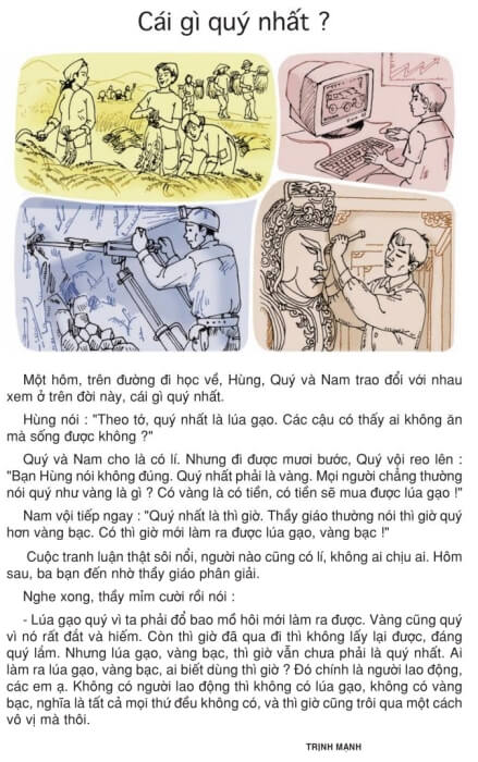 Tập đọc: Cái gì quý nhất - trang 85 SGK Tiếng Việt 5