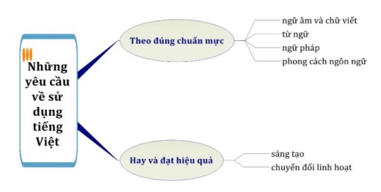 Sơ đồ tóm tắt những yêu cầu về sử dụng Tiếng Việt