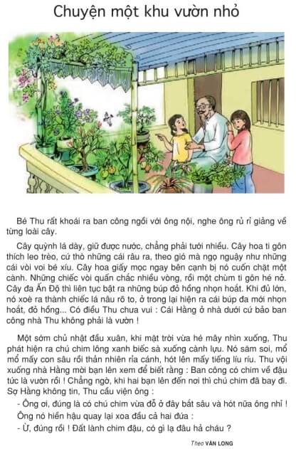 Soạn Tập đọc: Chuyện một khu vườn nhỏ trang 102 SGK Tiếng Việt 5 tập 1