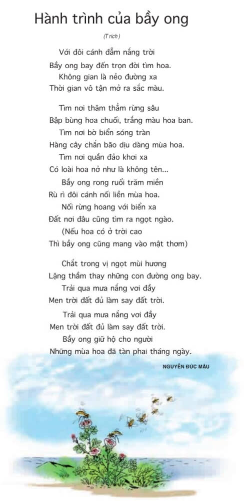 Bài thơ Hành trình của bầy ong SGK Tiếng Việt lớp 5 tập 1