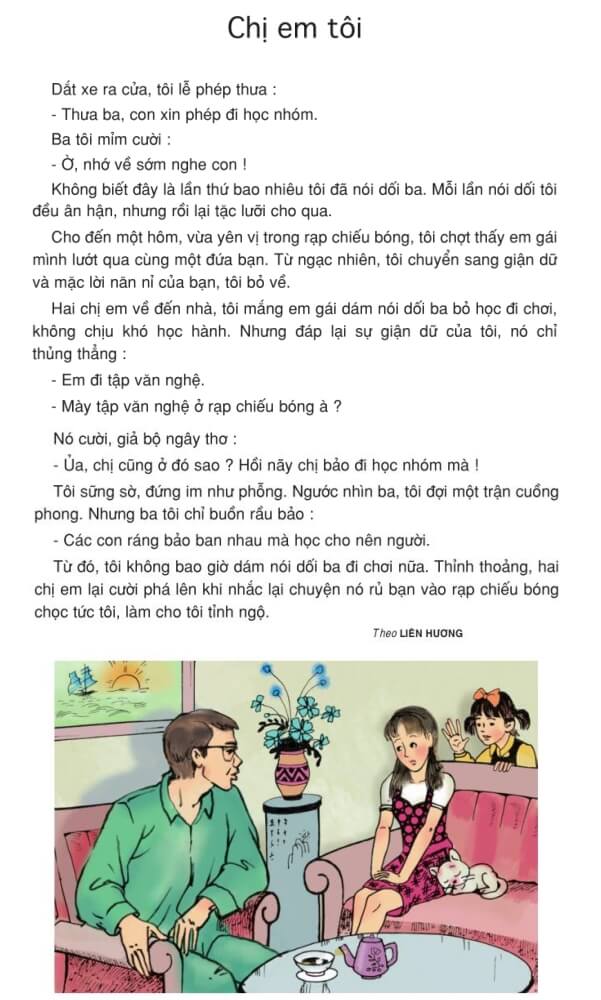 Tập đọc: Chị em tôi trang 59 SGK Tiếng Việt 4 tập 1