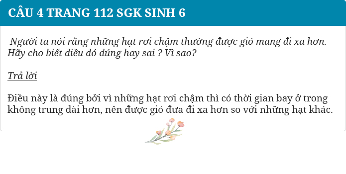 Câu 4 trang 112 SGK Sinh học 6