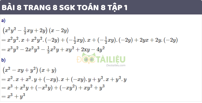 Hướng dẫn giải bài 8 sgk toán 8 tập 1 trang 8