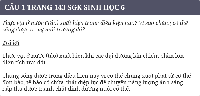 Câu 1 trang 143 SGK Sinh 6