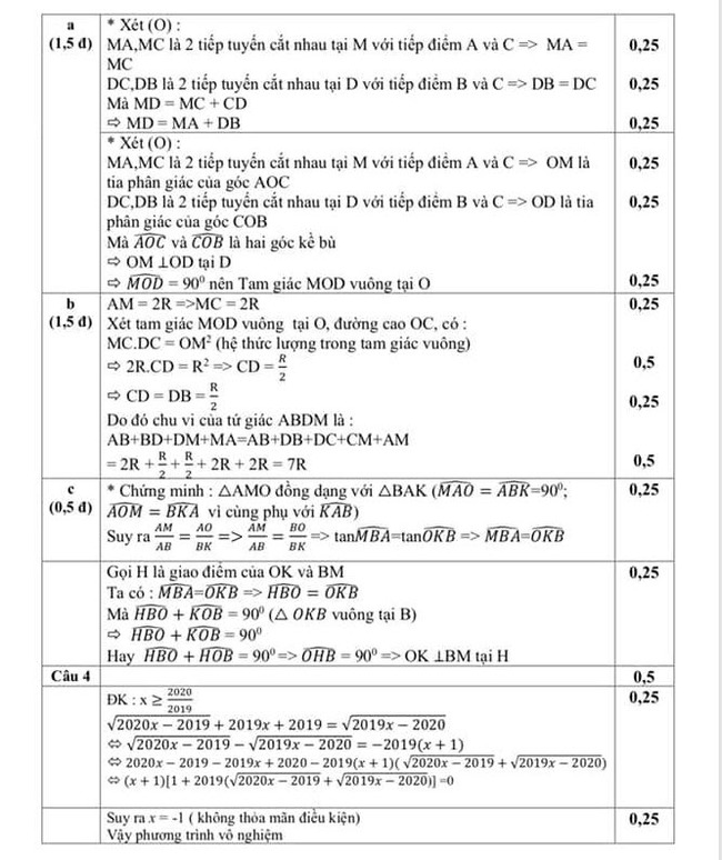 Đáp án đề thi học kì 1 Toán 9 quận Cầu Giấy năm 2019 ảnh 3