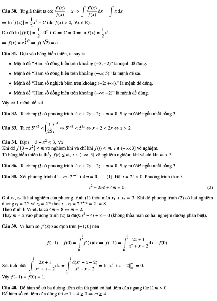 Giải chi tiết đề thi thử THPT Quốc gia 2020 môn Toán mã 132 THPT Lương Thế Vinh 3
