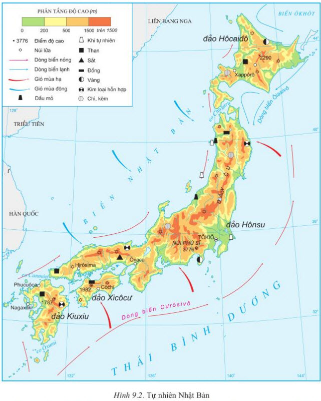 địa hình, sông ngòi và bờ biển của Nhật Bản