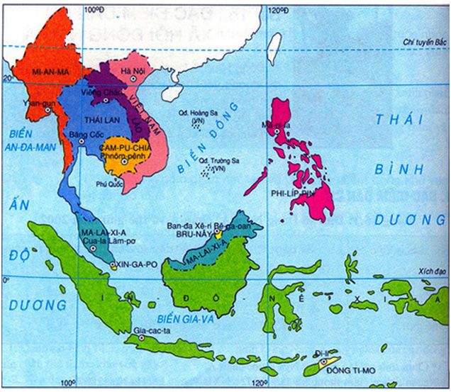 Vẽ lược đồ Đông Nam Á